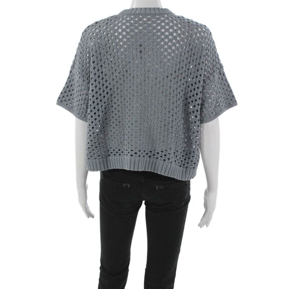 Splendid Women Cardigan V Neck Short Sleeve 100% Cotton Gray Size S - Picture 3 of 6